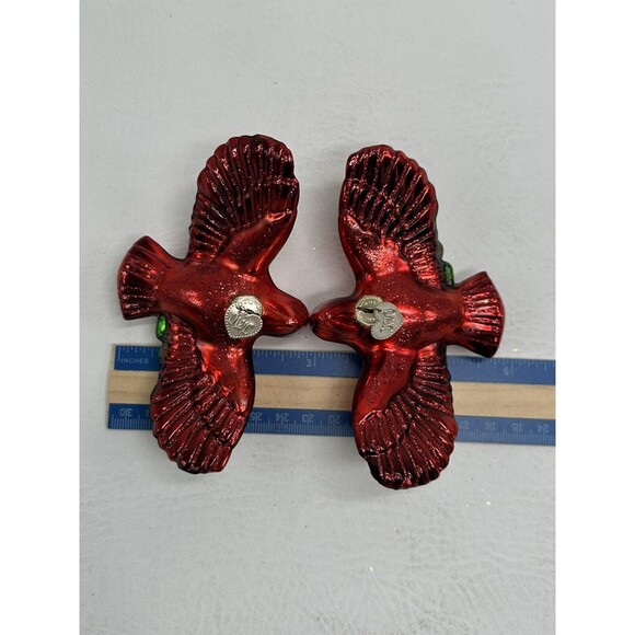 2 Old World Christmas 2006 Red  Cardinal Glass Ornaments Christmas Flying - Picture 8 of 15